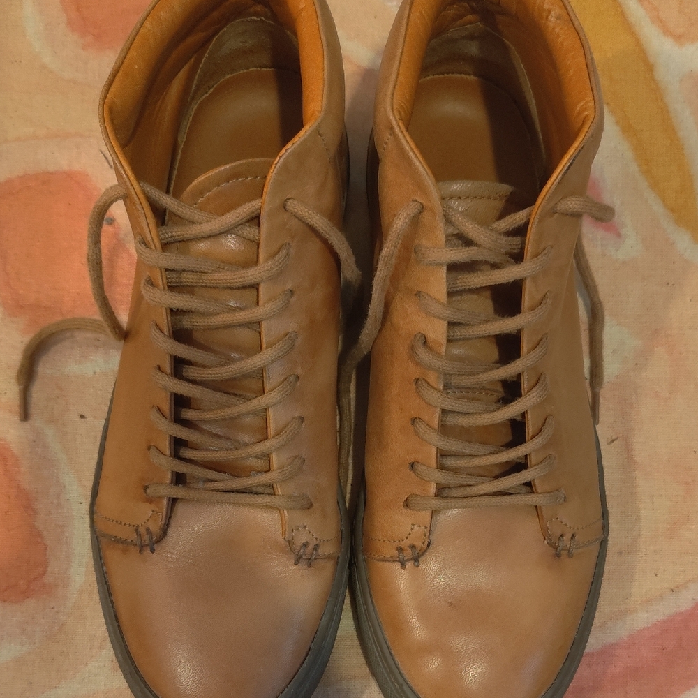 Frank & Oak Tan Leather Lace-Up Boots